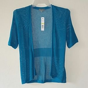 Joseph A Open stich short sleeve Cardigan in blue